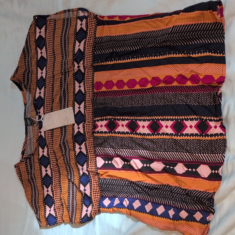 NWT Emery Rose Colorful Geometric Patterned Top-medium